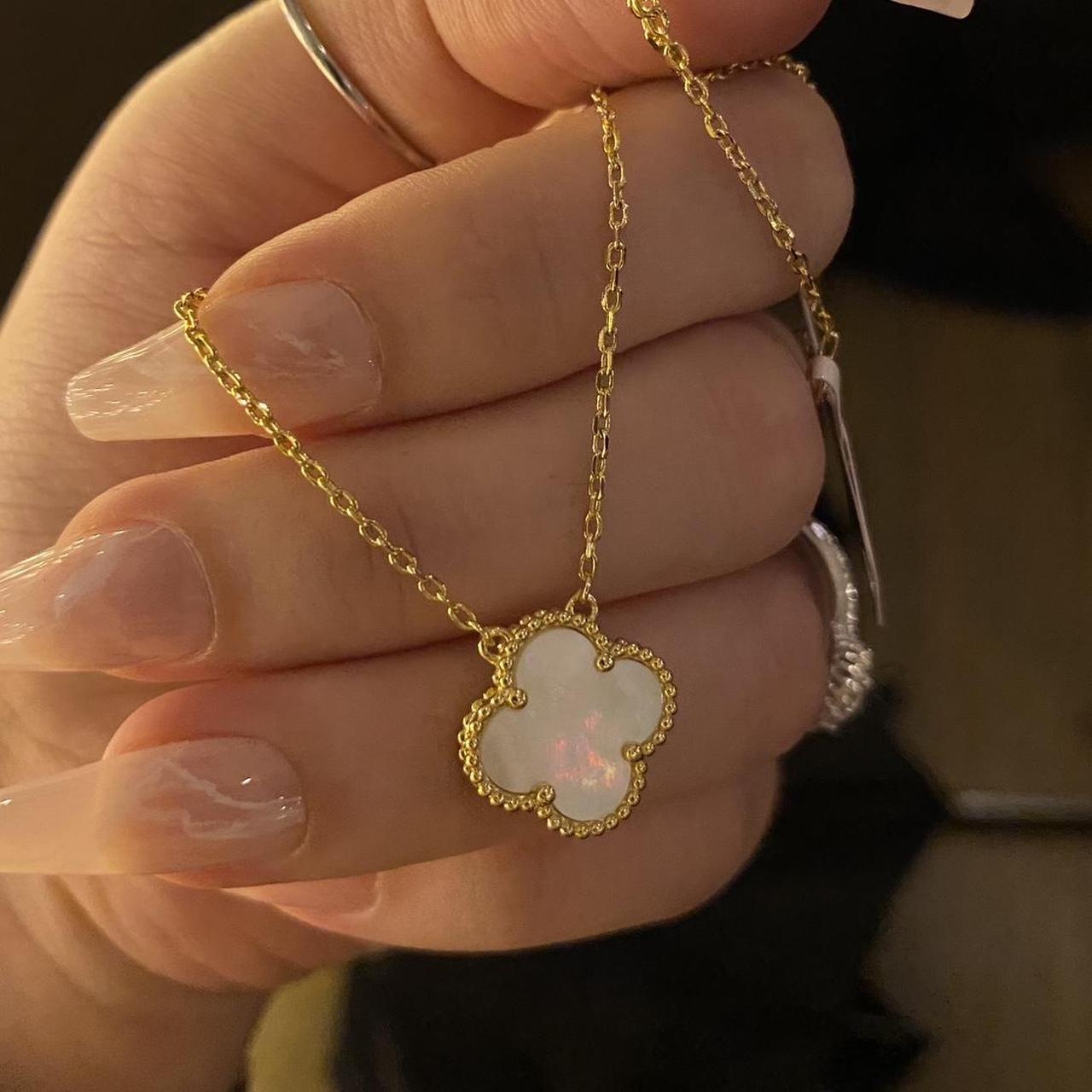 18k Gold Vermeil Pavé Clover Necklace