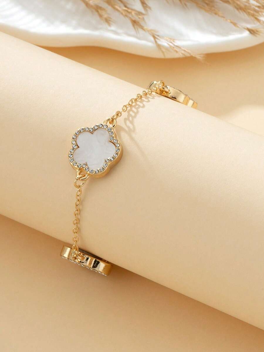 18k Gold Vermeil Pavé Clover Bracelet