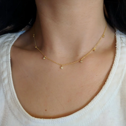 Crystal Droplet 18k Gold Necklace