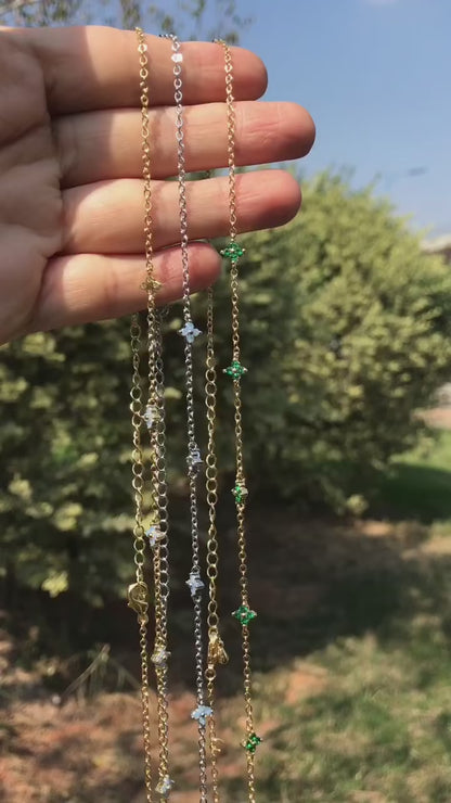 Dainty Blue Floral Necklace