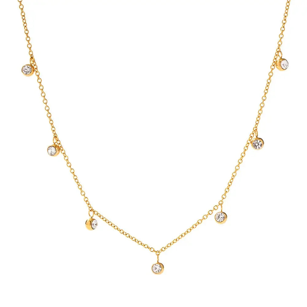 Crystal Droplet 18k Gold Necklace